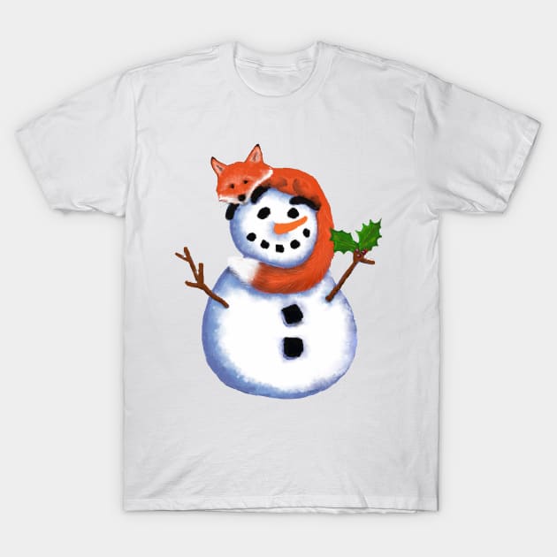 Fox and Snowman | Copyrighted Art by Cherie T-Shirt by CheriesArt